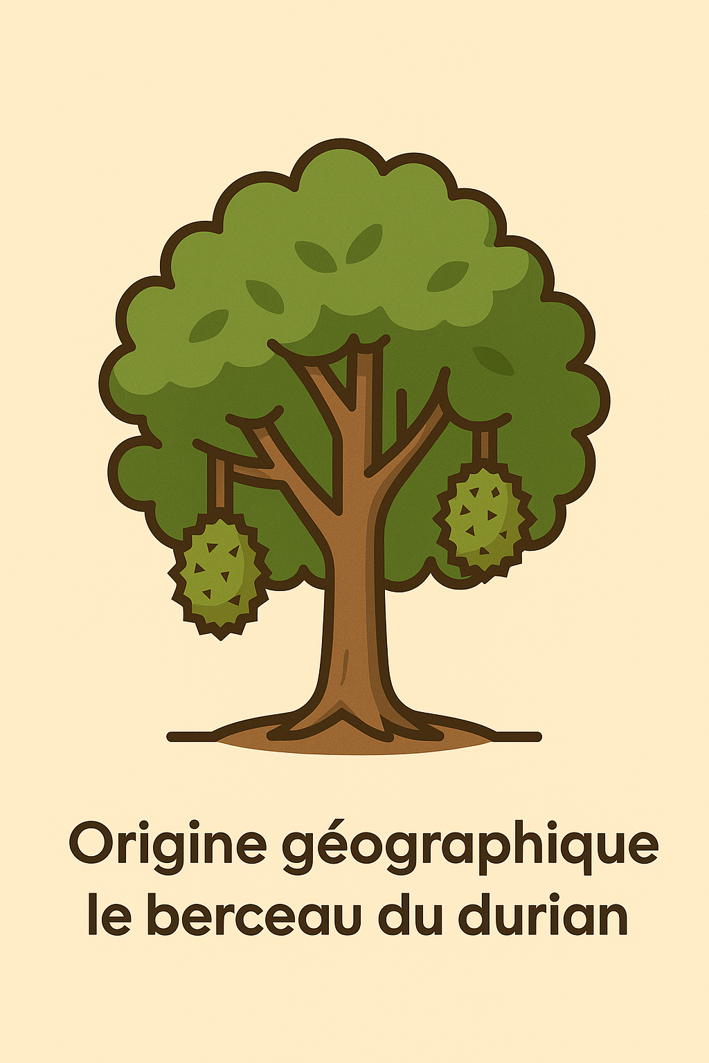 Illustration vectorielle d’un arbre à durian avec fruits mûrs, style plat