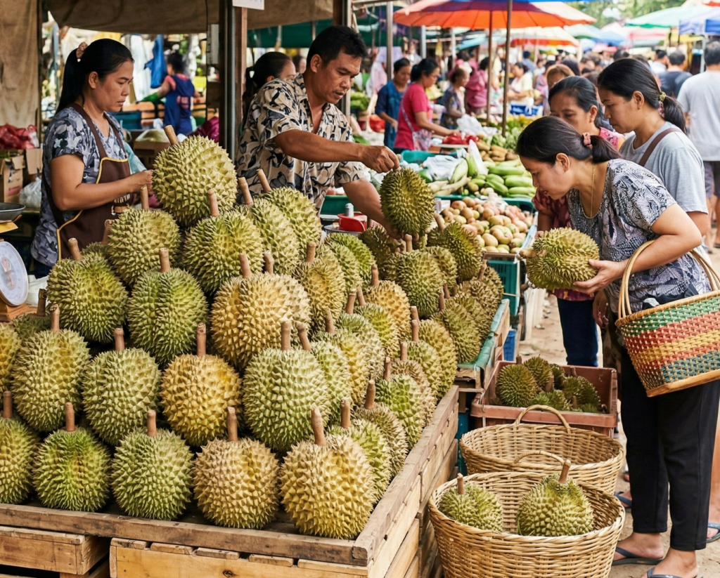 Durian monthong au marché 
